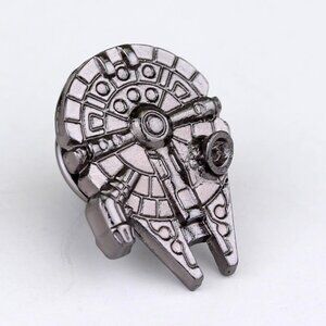 Spaceship Enamel Pin – Silver Sci-Fi Starship Design